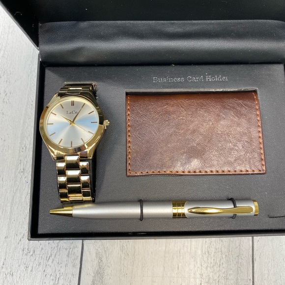 NIB L&Co. Men's Timepiece Gift Set Gold Tone Watch CD1034M - Picture 3 of 5